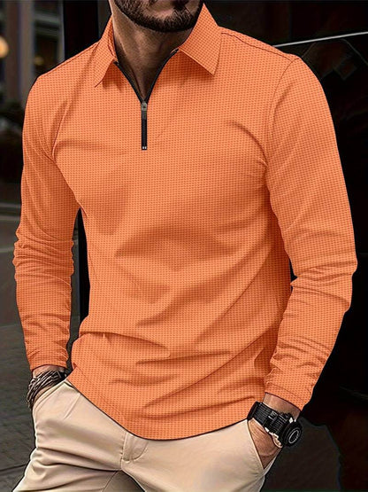 Heren Wafelshirt Lange Mouwen V-Hals Katoen