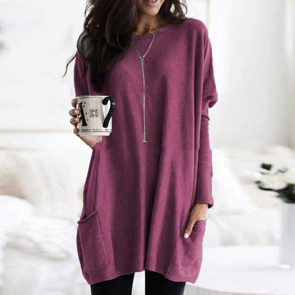 Dames Top met Lange Mouwen en Zakken Basis Collectie → Dames Top Lange Mouwen Zakken Comfortabel Basis