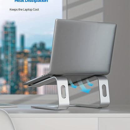 Aluminium laptopstandaard met ergonomisch ontwerp en ventilatie voor bureau en thuiswerken