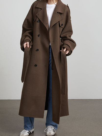 Dames Regenjas Lange Stijlvolle Trenchcoat Waterdicht