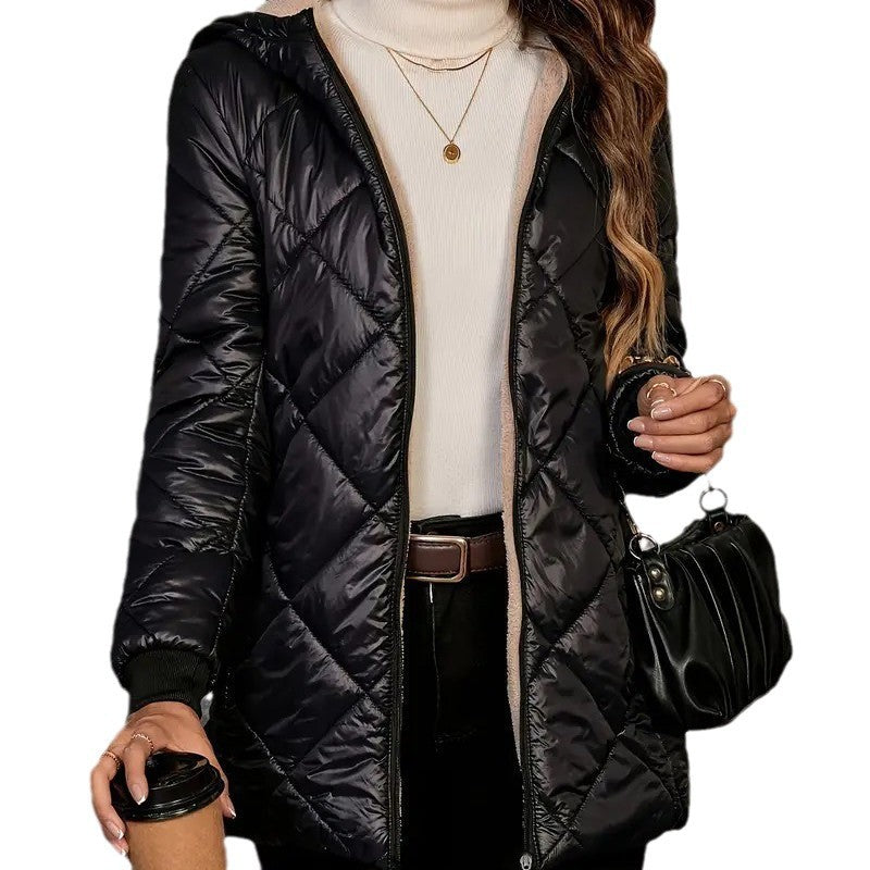 Dames Gewatteerde Jas Warm Quilted met Capuchon
