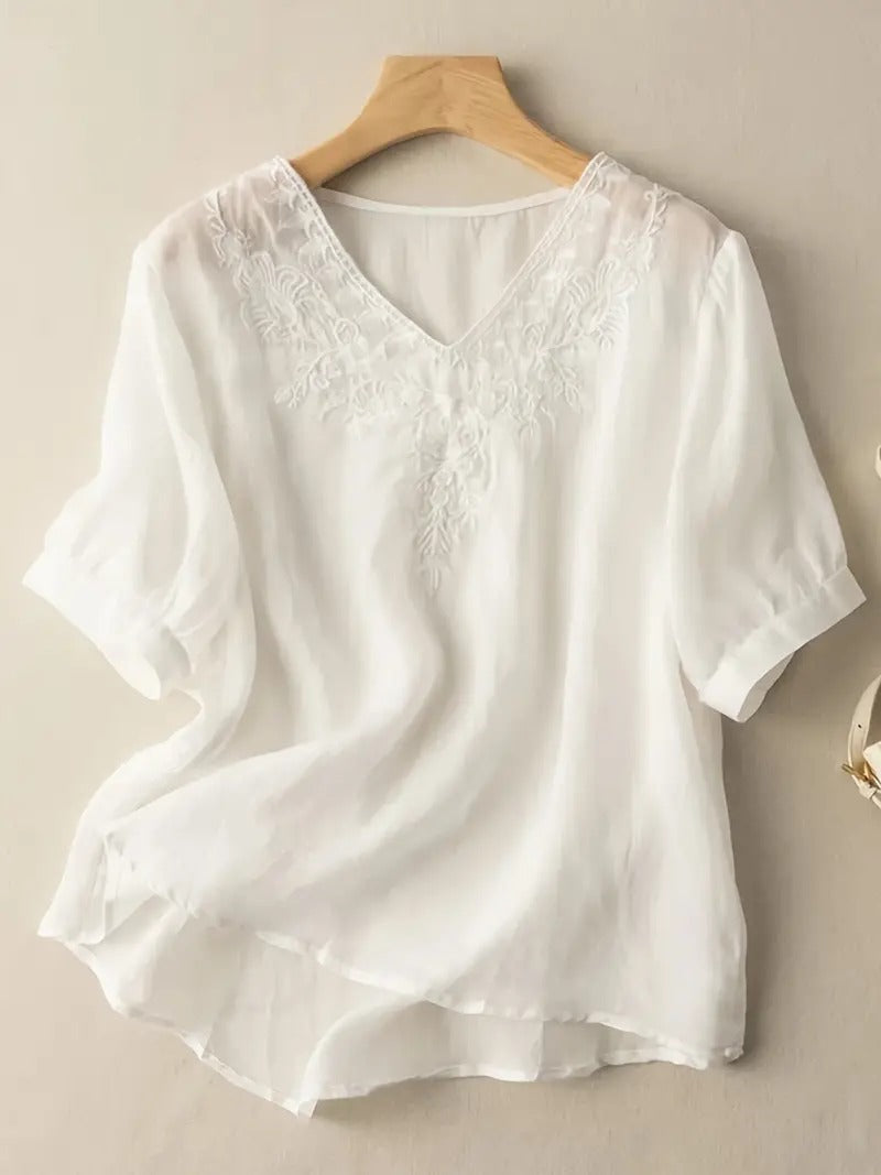Zomerblouse Vrouw Zonnestraal Licht Katoen