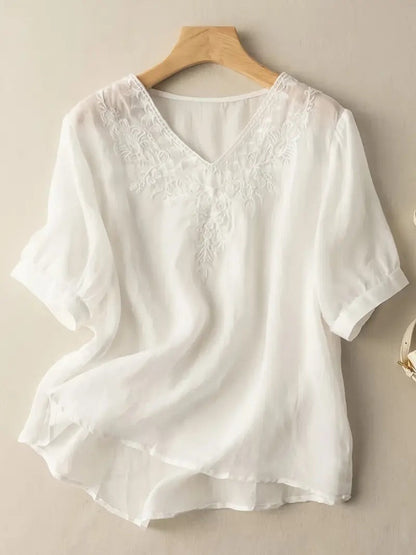 Zomerblouse Vrouw Zonnestraal Licht Katoen
