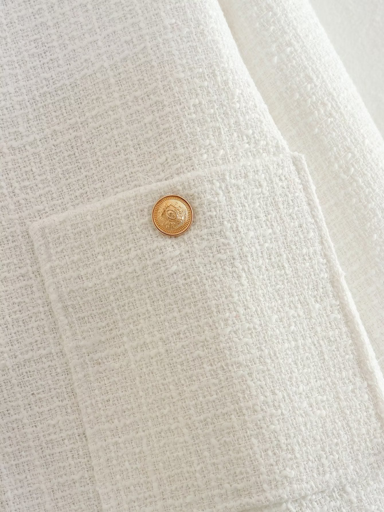 Dames Jas Bouclé Luxe Gouden Knopen