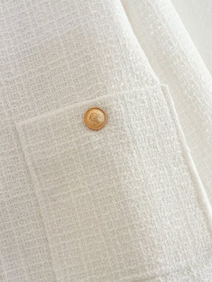 Dames Jas Bouclé Luxe Gouden Knopen