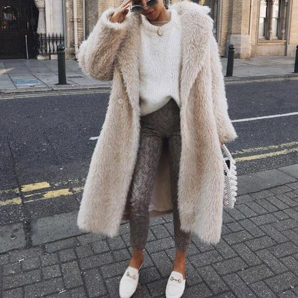 Dames Faux Fur Jas Lange Warm en Stijlvol - StudioMarella