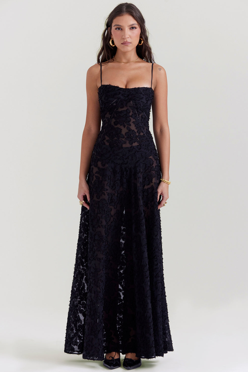 Elegante Maxi Jurk Geborduurd voor Vrouw