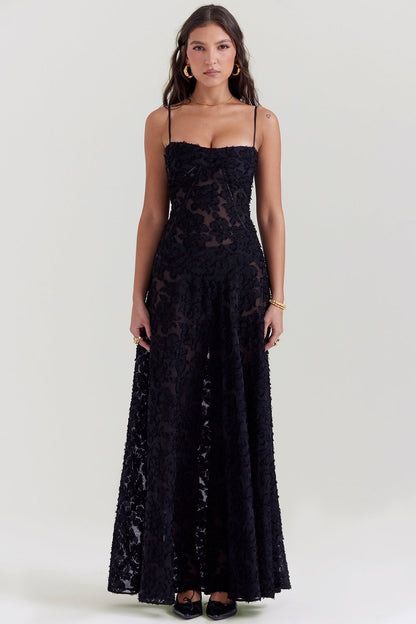 Elegante Maxi Jurk Geborduurd voor Vrouw