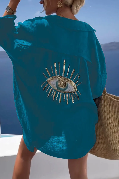 Strandtuniek Luchtig Oversized met Gouden Accenten