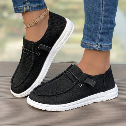 Dames Leer Instappers Zwart Comfortabele Casual Schoenen