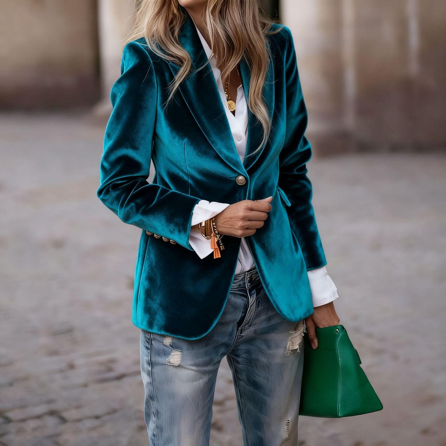 Dames Blazer Fluwelen Stijlvol en Trendy