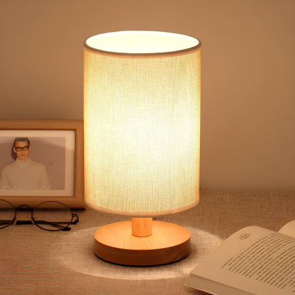 Organische Tafellamp Hout & Linnen – Dimbaar met Afstandsbediening & Touch | 3 Lichtkleuren