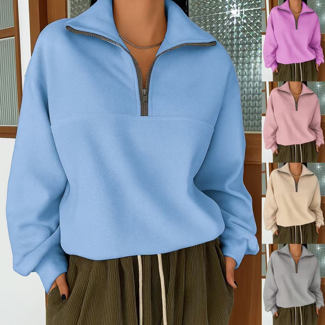 Dames Sweatshirt Warm en Sportief met Kap en Rits