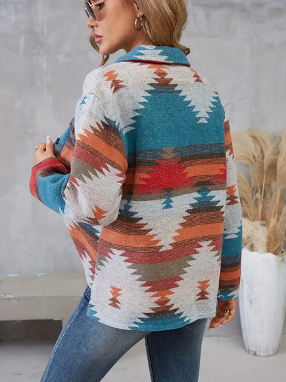 Dames Leerjack Aztekenprint Klassiek Model
