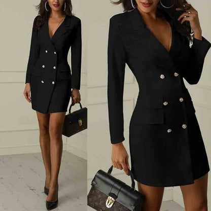 Dames Blazer Jurk Elegante Lange Mouwen - StudioMarella