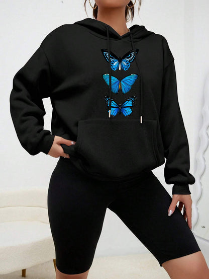 Dames Hoodie Vlinder Print Zacht en Comfortabel