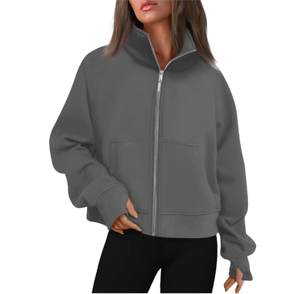 Dames Vest Rits Hoge Kraag Basic Trendy Grijs