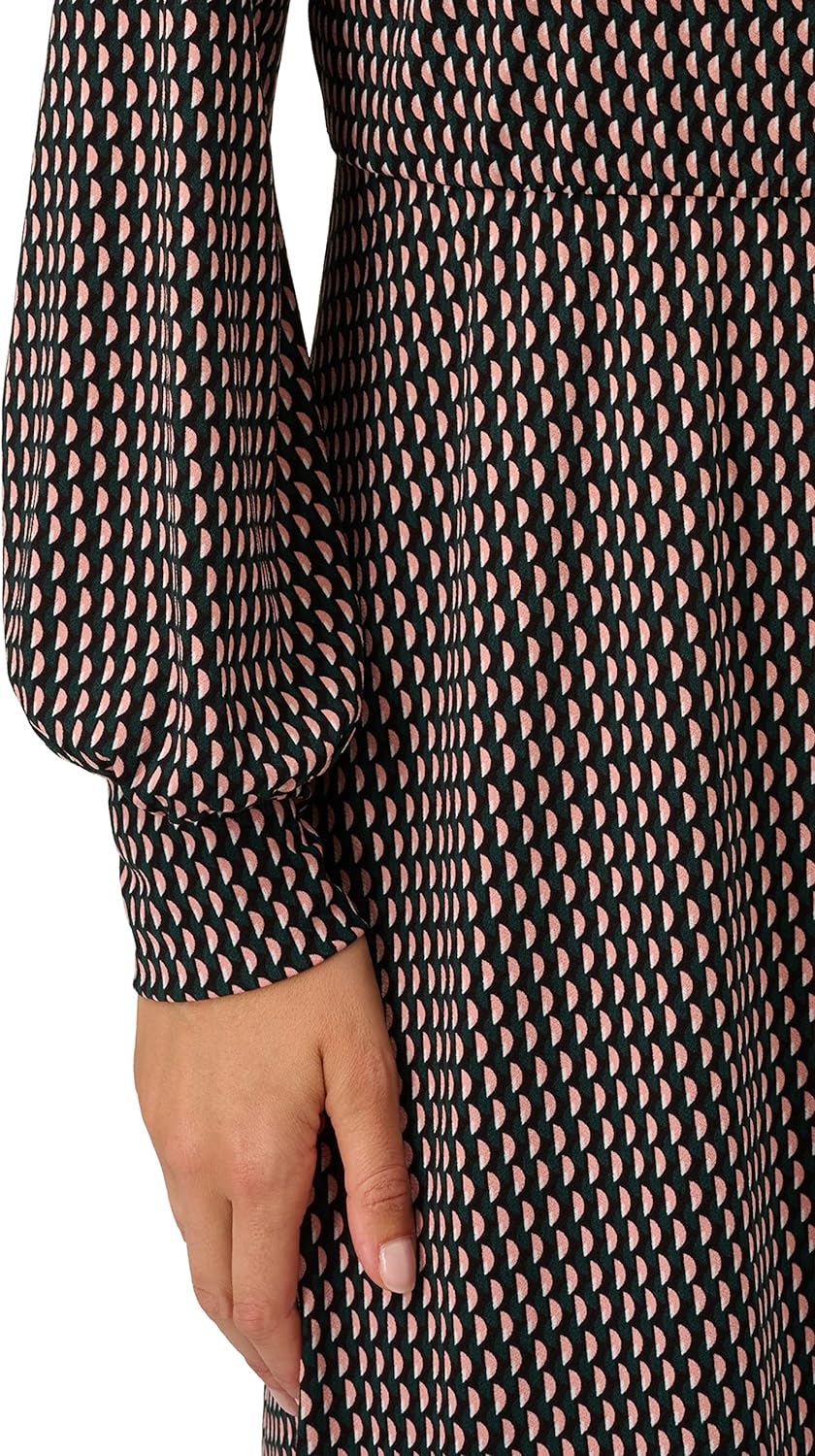 Midi Jurk Lange Mouw voor Vrouwen Elegante Wrap Design