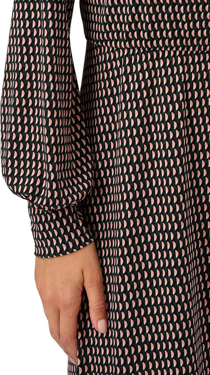 Midi Jurk Lange Mouw voor Vrouwen Elegante Wrap Design