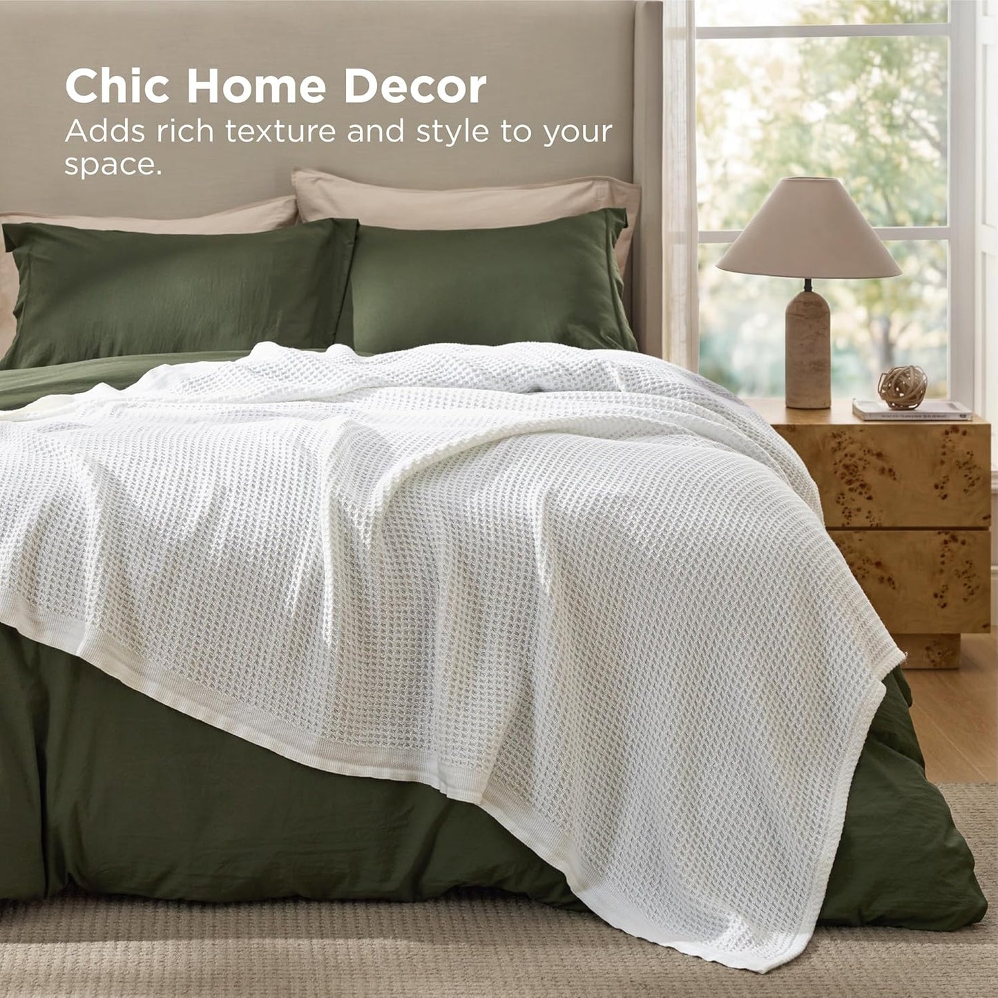Lichtgewicht Katoenen Wafelplaid Tweepersoonsbed Zacht Ademend Deken Scandinavisch Design 90x90 cm Woonkamer