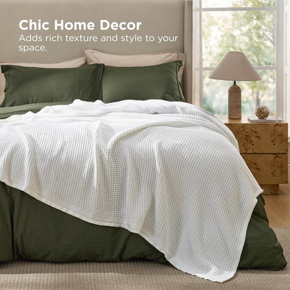 Lichtgewicht Katoenen Wafelplaid Tweepersoonsbed Zacht Ademend Deken Scandinavisch Design 90x90 cm Woonkamer