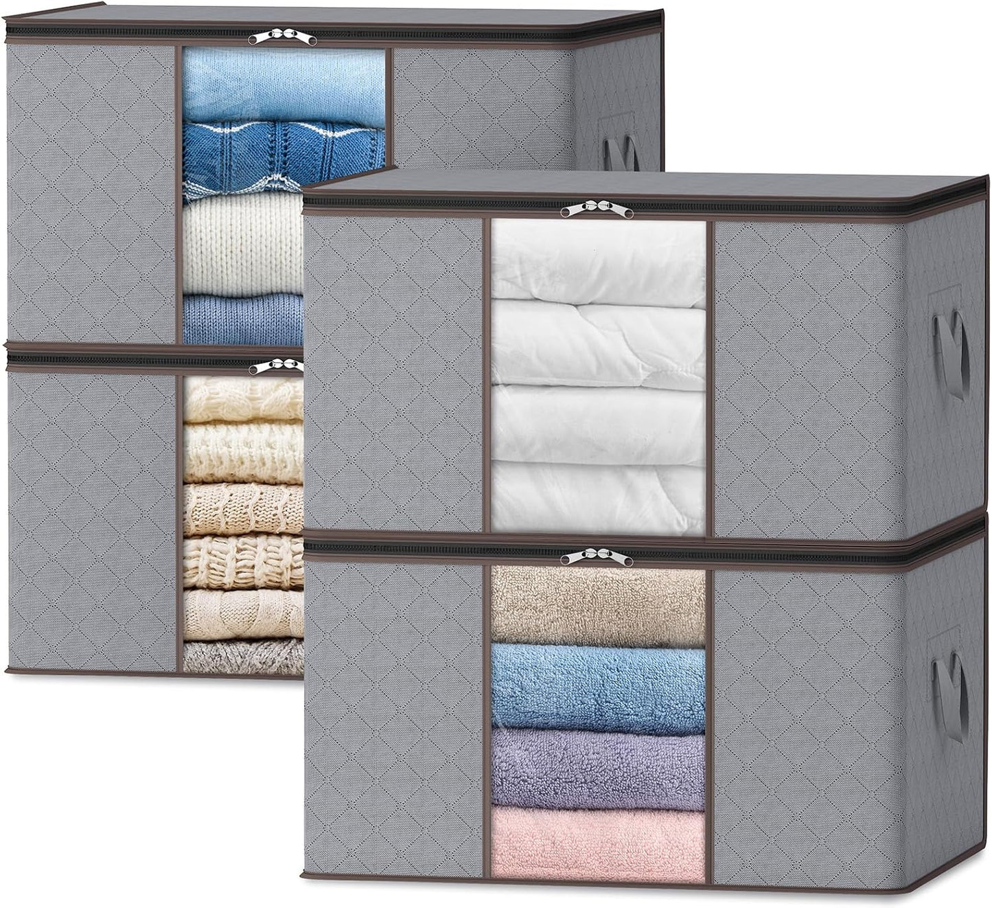 Opbergbox Met Venster Opvouwbaar 35-90L Kleding Opbergdoos Met Rits