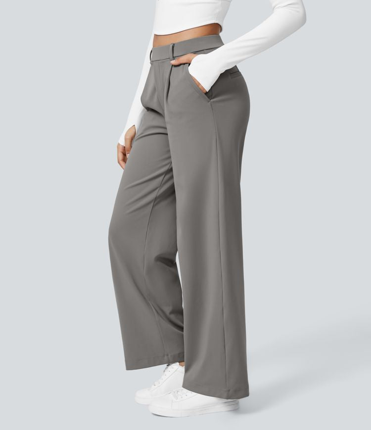 Dames Grote Maten Broek Hoge Taille Zwart Elegance