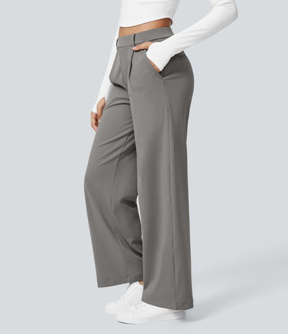 Dames Grote Maten Broek Hoge Taille Zwart Elegance