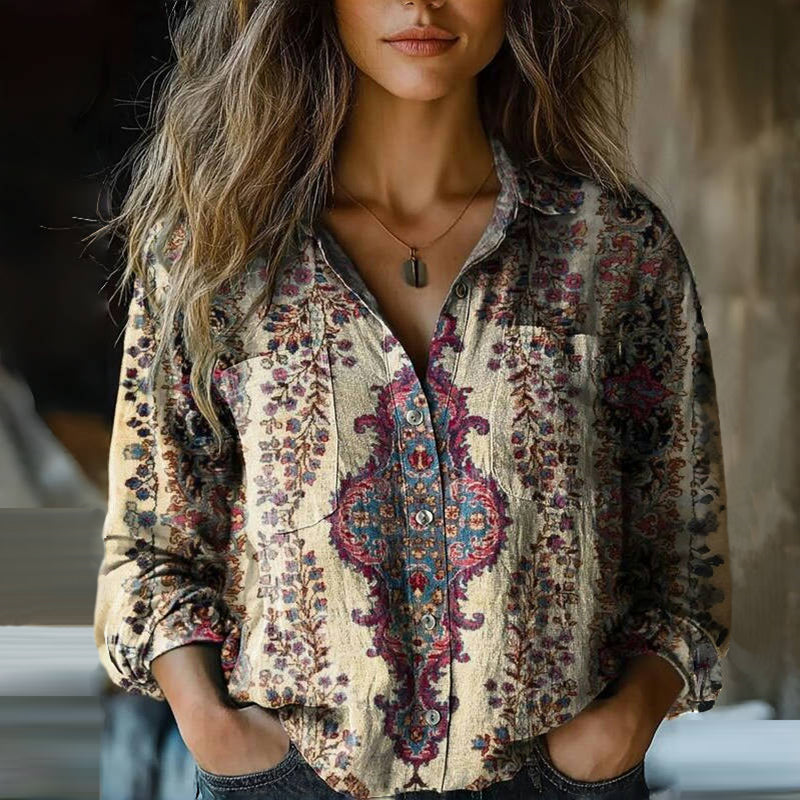 Vrouwelijke Bloemen Blouse Vintage Stijl - StudioMarella