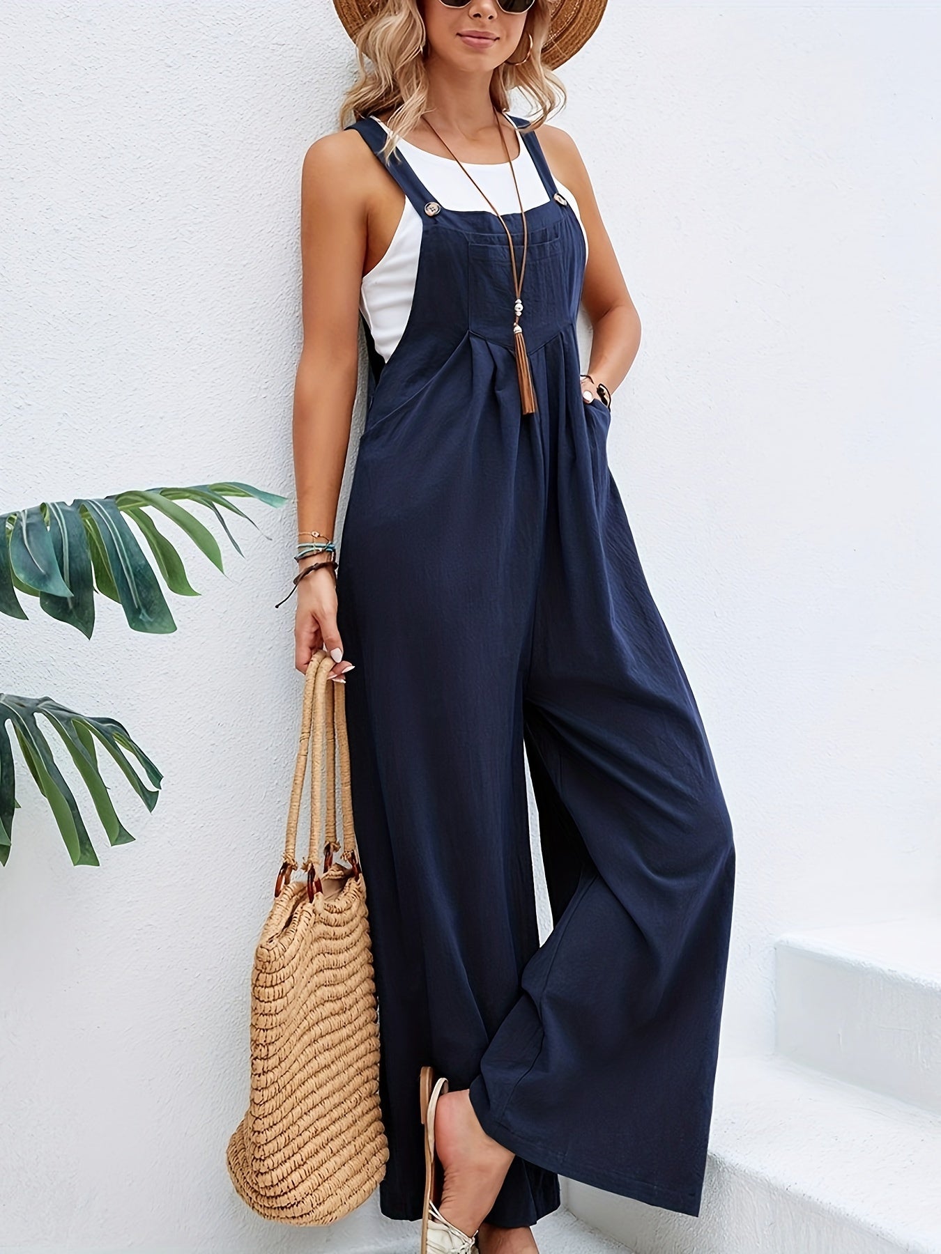 Boho Jumpsuit Zonder Mouwen voor Vrouw Zomer