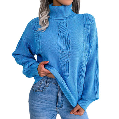 Dames Trui Zwart Met Kabelpatroon en Wijde Mouwen