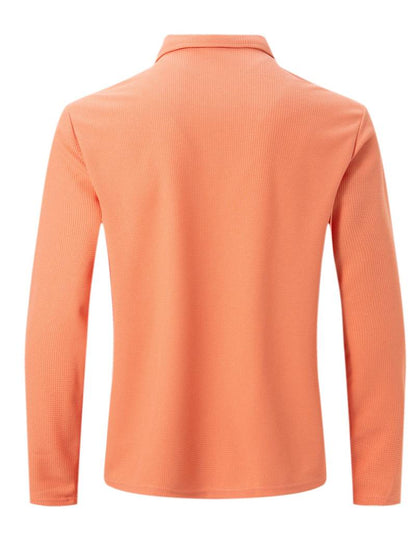 Heren Wafelshirt Lange Mouwen V-Hals Katoen