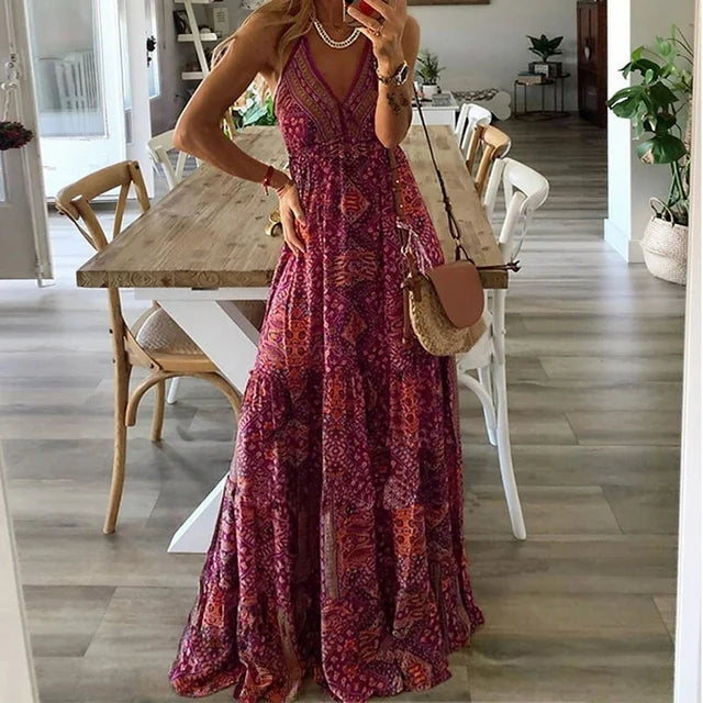 Zomerjurk Vrouwen Maxi Jurk Boho Chic Stijl
