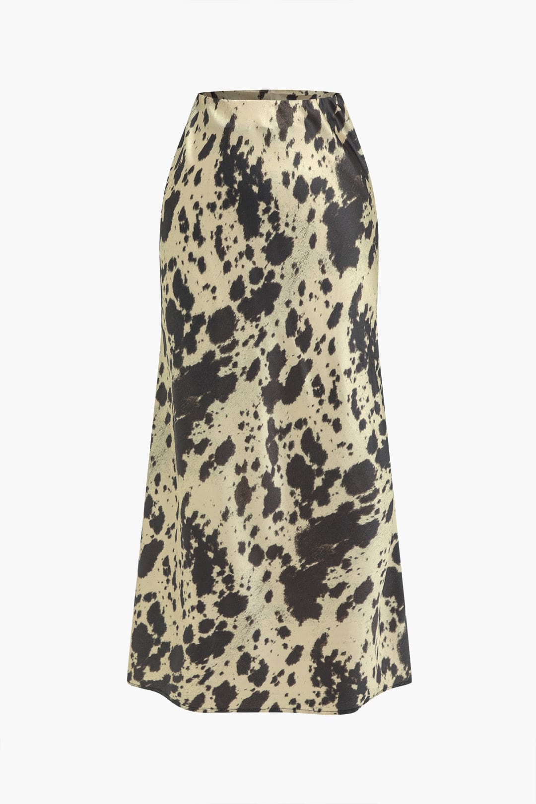 Satijn Midirok Hoge Taille Koeienvacht Print - StudioMarella