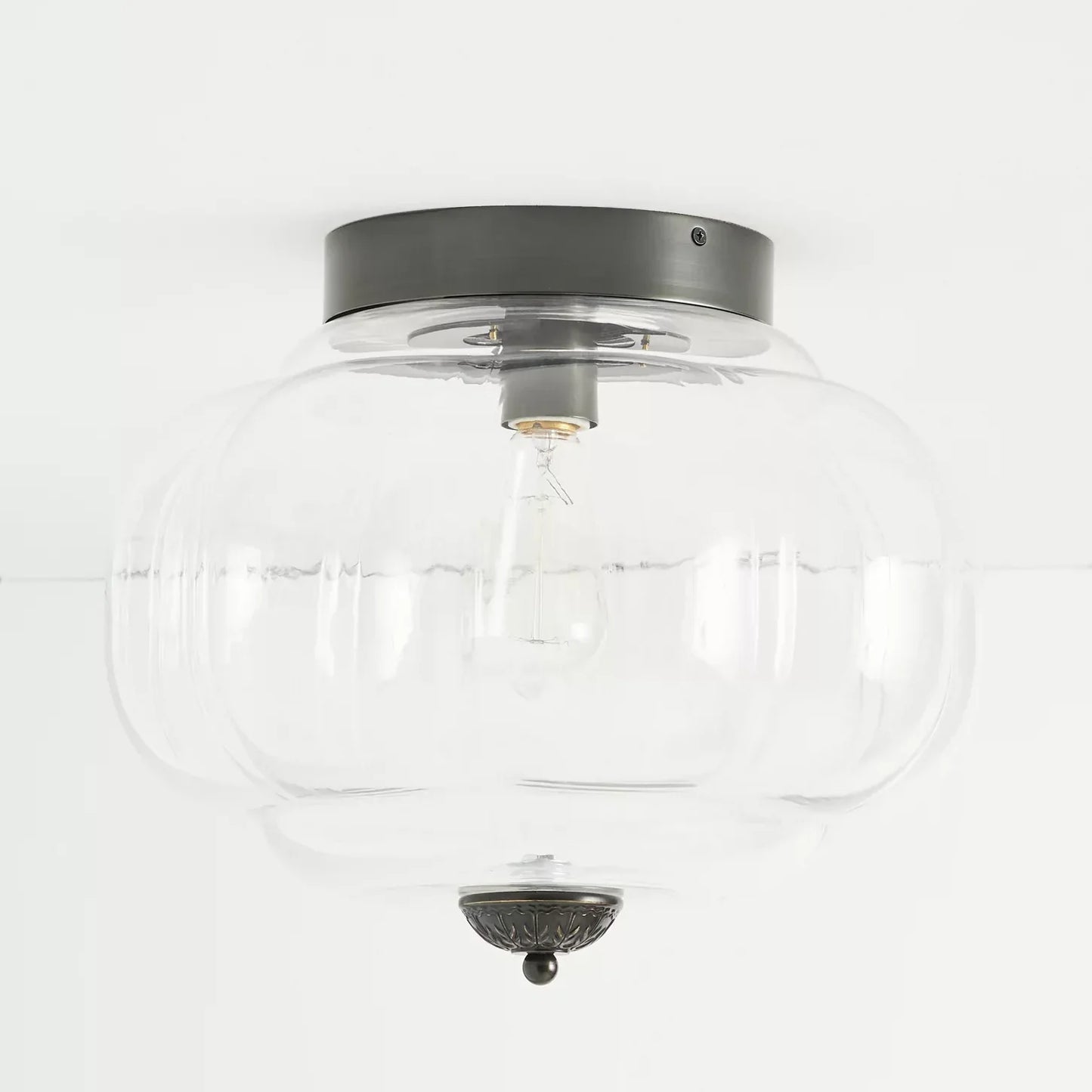 Vintage Semi-Plafondlamp Melkglas Pompoen Eloise E26 Retro Plafondverlichting Woonkamer