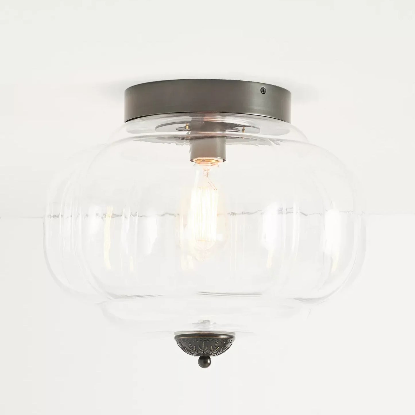 Vintage Semi-Plafondlamp Melkglas Pompoen Eloise E26 Retro Plafondverlichting Woonkamer