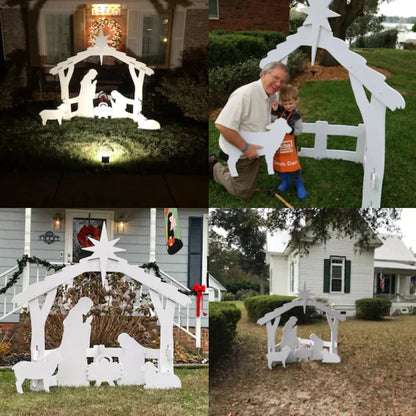 Weerbestendige Kerststal voor Buiten met Figuren – Groot Formaat Geboorte van Jezus Decoratie voor Tuin en Terras