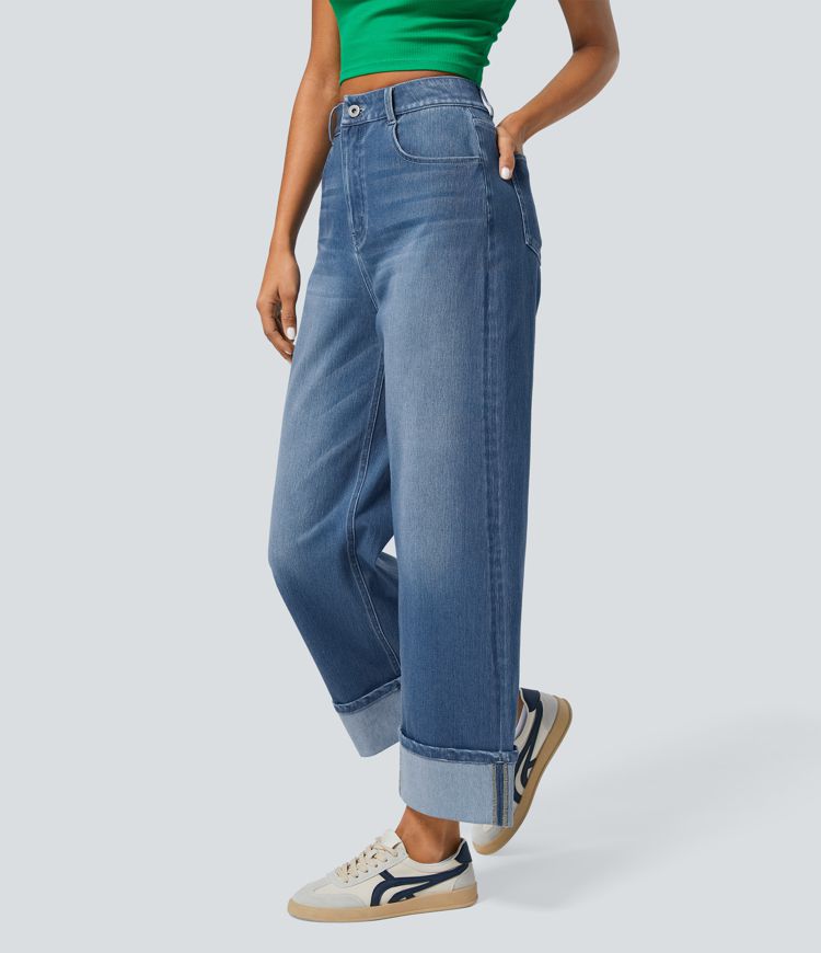 Dames Jeans Zwart Wide Leg Comfortabele Broek - StudioMarella