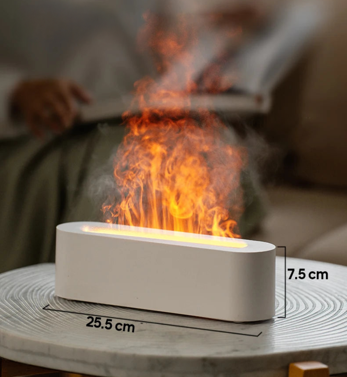 Aromatherapie Diffuser met Vlameffect - Luchtbevochtiger met Kalmerend Lichtspel - 150ml Geurverspreider voor Ontspanning en Sfeer