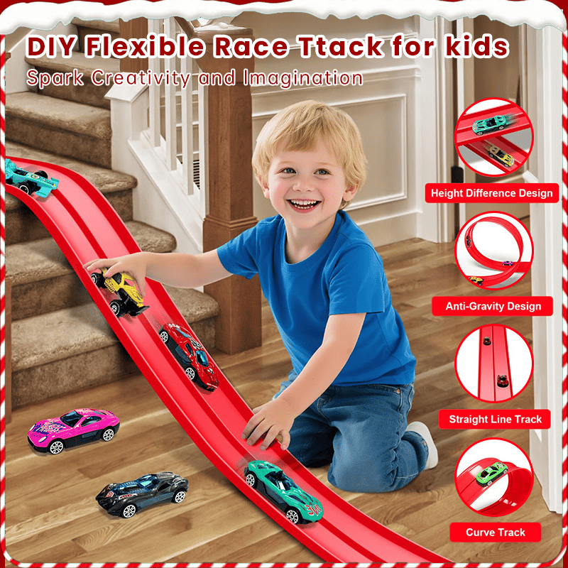 Flexibele DIY Racebaan voor Kinderen – 5 Meter Race Track met Auto's en Loopings