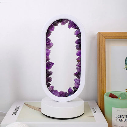 Tafellamp Amethist Handgemaakt Natuurkristal LED E14 Paars Roze Sfeer Slaapkamer Meditatie Yoga Rustgevend Decoratie Innerlijke Rust