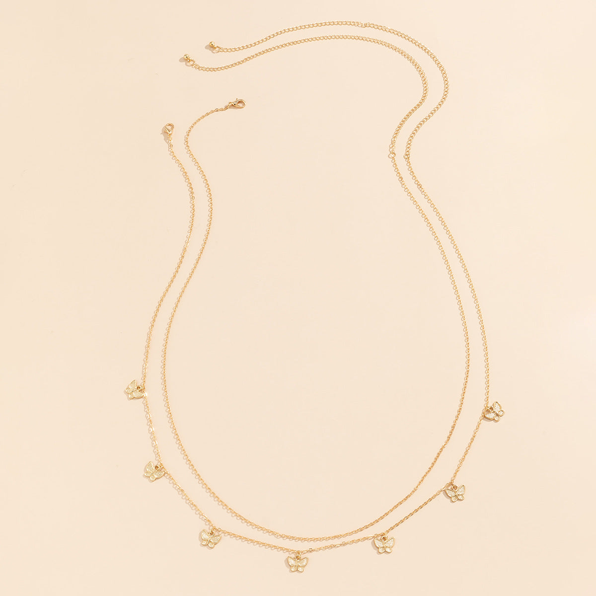 Zilveren Halsketting Vlinder voor Dames Dubbele Ketting