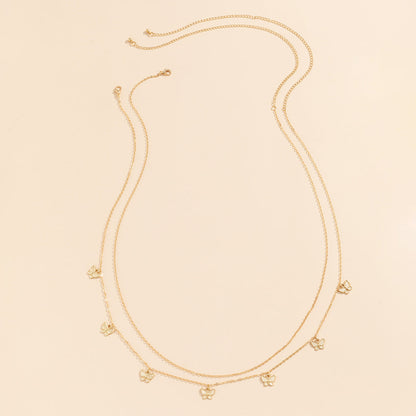 Zilveren Halsketting Vlinder voor Dames Dubbele Ketting