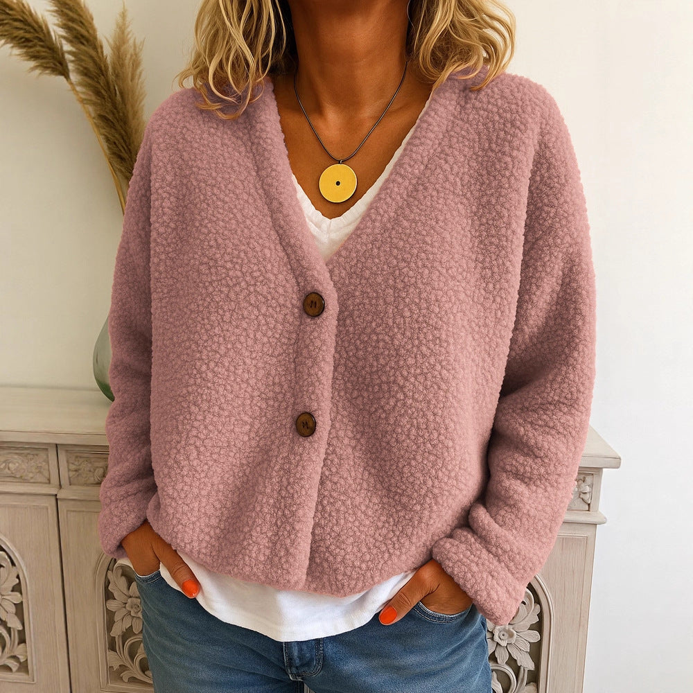 Dames Fleece Vest Warm met V-hals en Knopen → Dames Fleece Vest Warm en Comfortabel met Knopen