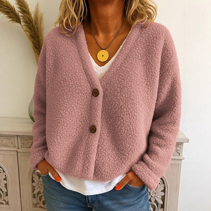 Dames Fleece Vest Warm met V-hals en Knopen → Dames Fleece Vest Warm en Comfortabel met Knopen