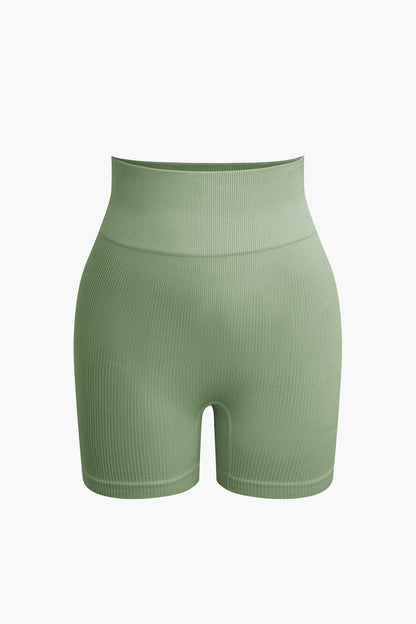 Yogaset Dames Naadloos met Crop Top en Shorts