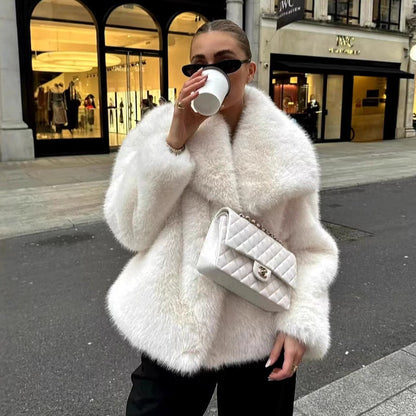 Dames Faux Fur Jas Luxe Imitatie Bont Stijlvol