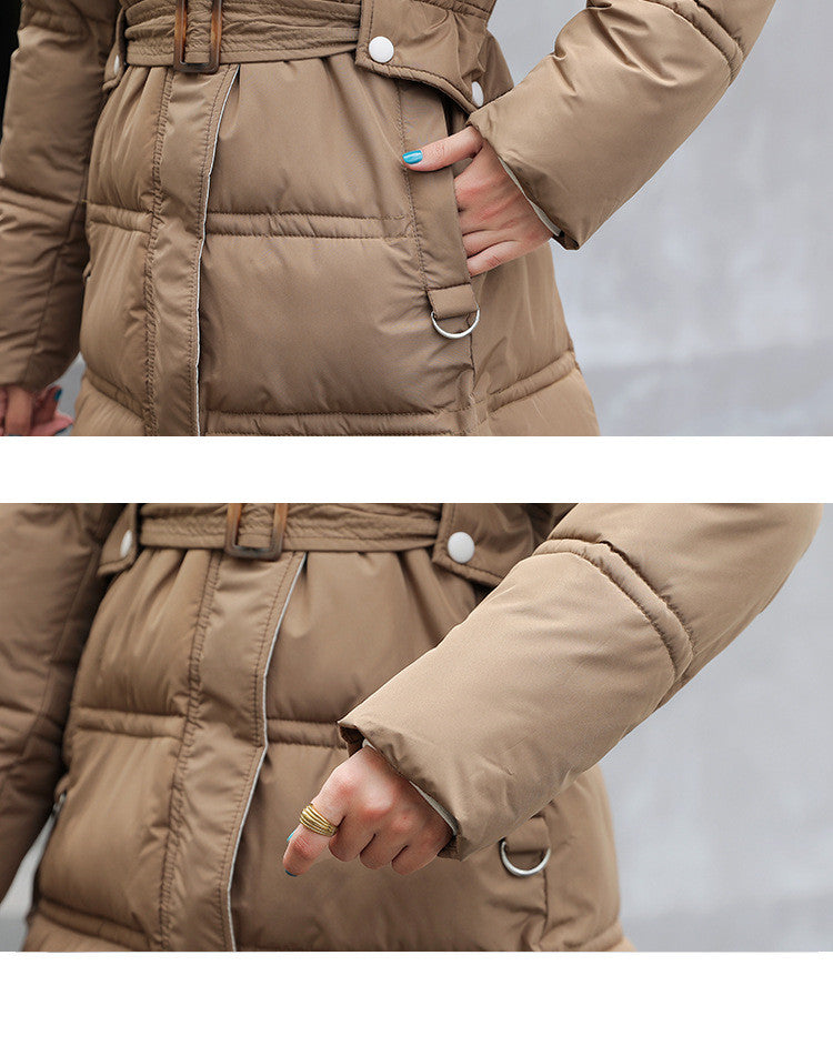 Dames Pufferjas Warm Lange Donsjas Blauw