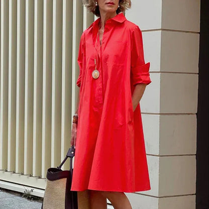 Dames Jurk Zwart Midi Elegante Knoopsluiting