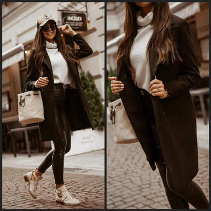 Dames Winterjas Lange Coat met Reverskraag Stijlvol Warm